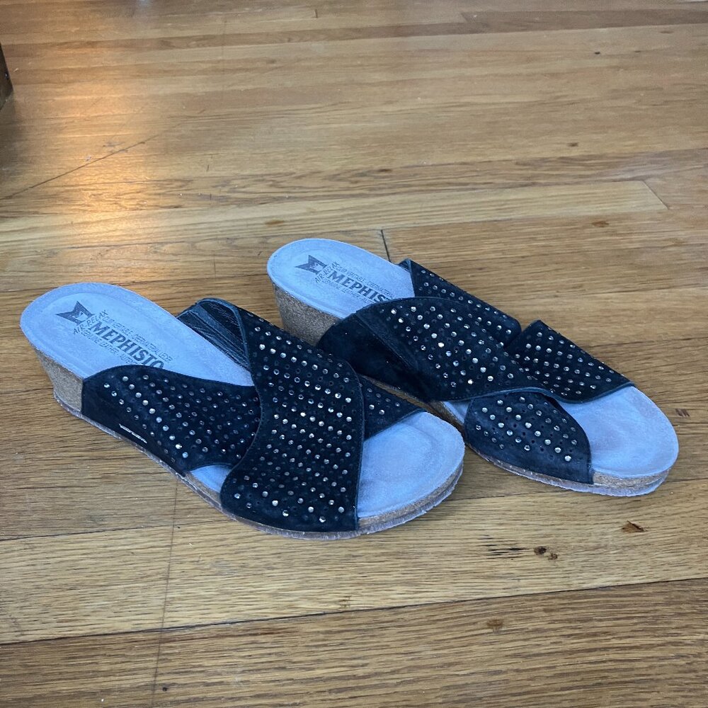 Mephisto Black Sparkly Sandals size 8